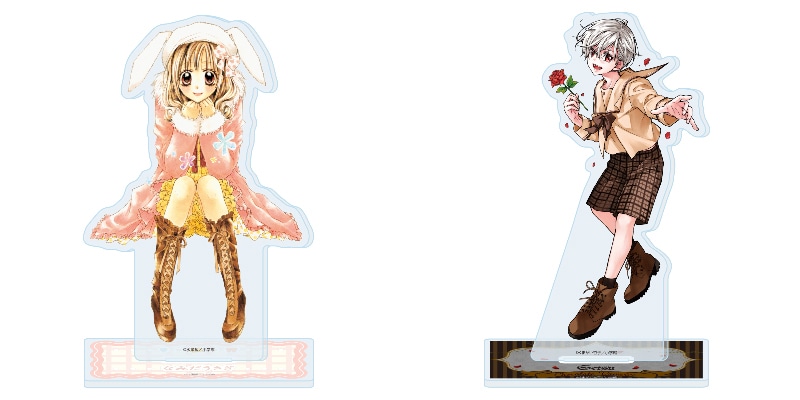 「水瀬藍＆くまがい杏子画業20周年記念原画展～みなくま展～」のアクリルスタンドの一部