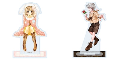 「水瀬藍＆くまがい杏子画業20周年記念原画展～みなくま展～」のアクリルスタンドの一部