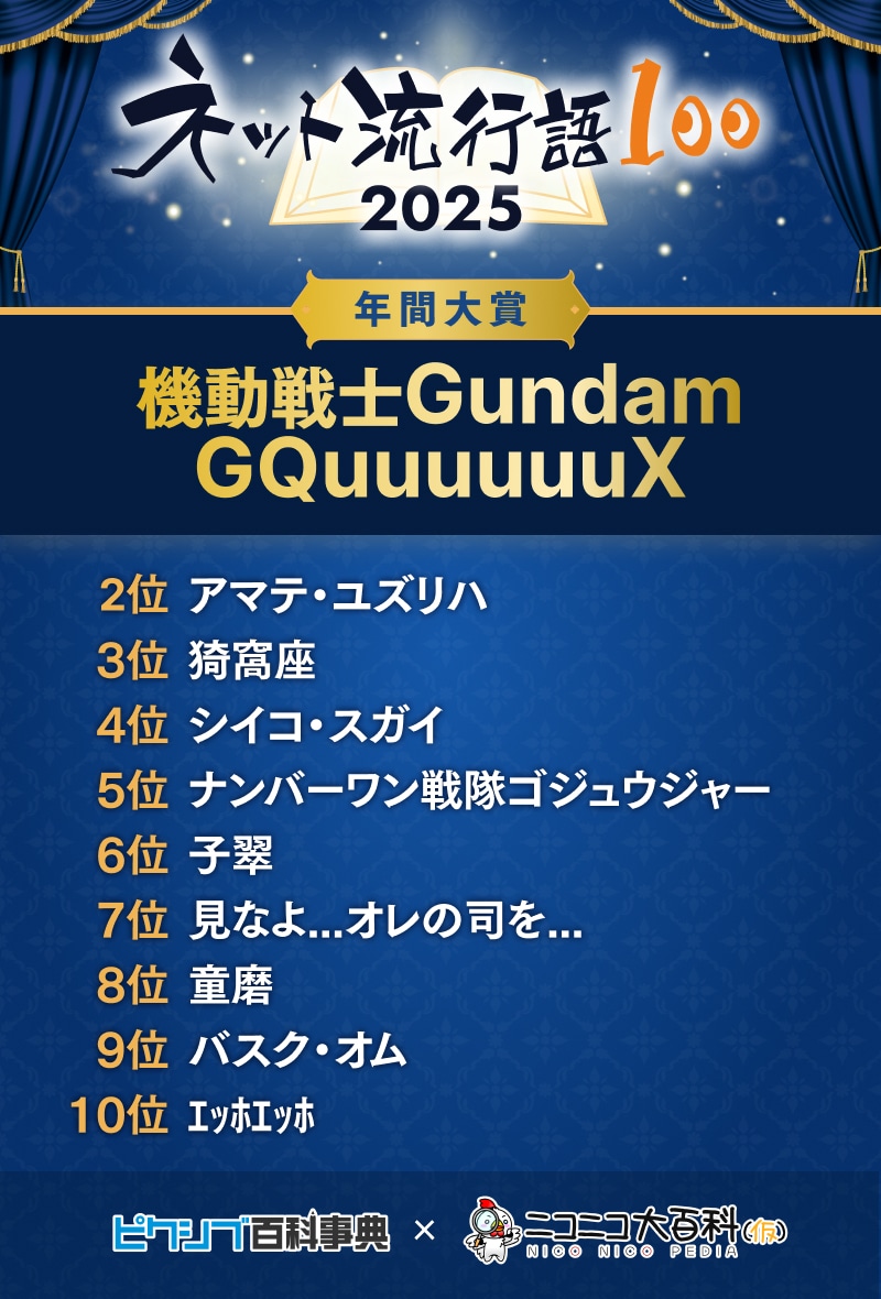 「ネット流行語100 2025」の2位から10位