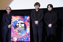 左から井上伸一郎氏、細田守監督、神木隆之介