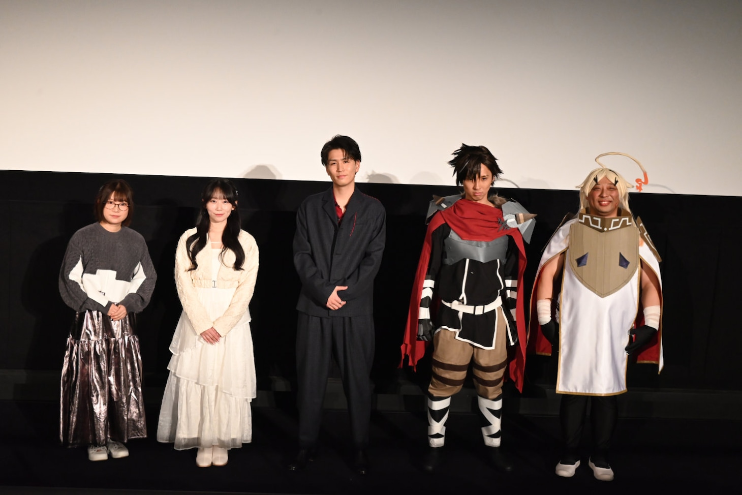 TVアニメ「勇者刑に処す 懲罰勇者9004隊刑務記録」の先行上映会に登壇した石上静香、飯塚麻結、阿座上洋平、布川ひろき、みちお