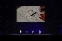 「ジャンプフェスタ2026」内の「青の祓魔師」ステージの様子。加藤和恵の原稿執筆の様子を上映  (c)SHUEISHA Inc. All rights reserved.