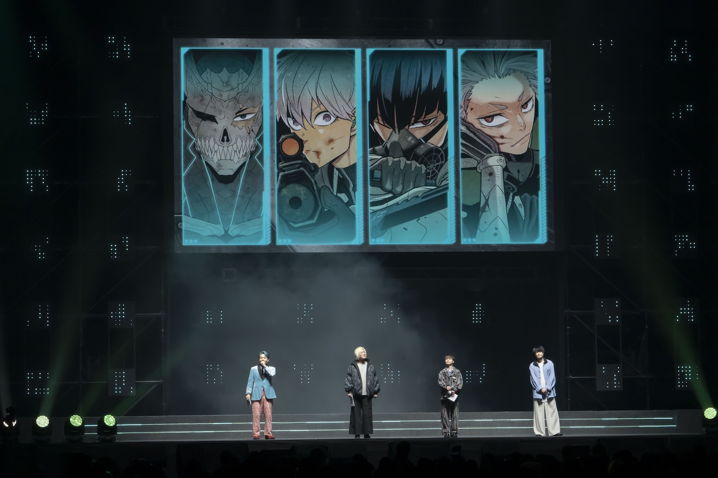 「ジャンプフェスタ2026」内で行われた「怪獣8号」のステージイベントより。左から福西勝也、加藤渉、河西健吾、内山昂輝 (c)SHUEISHA Inc. All rights reserved.