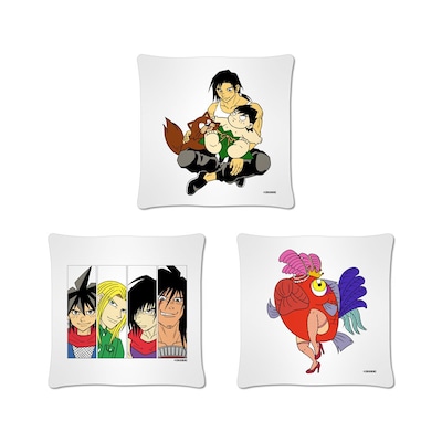 クッション。シンタロー＆パプワ＆チャッピー、タンノくん、ガンマ団の3種類