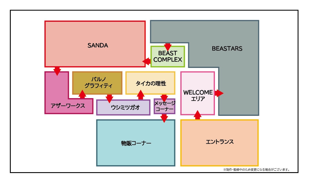「板垣巴留展～『BEASTARS』『SANDA』から『タイカの理性』まで パルの創造の世界～」会場マップ