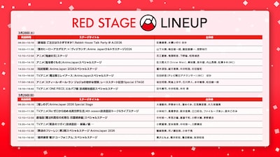 RED STAGEのラインナップ
