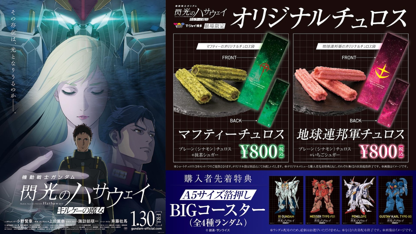 「機動戦士ガンダム 閃光のハサウェイ キルケーの魔女」のティ・ジョイ系列上映劇場で販売されるコラボメニュー