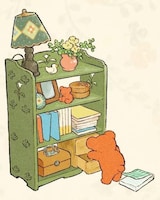 「くまと本棚デカステッカー」