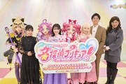左からキュアアルカナ・シャドウ、東山奈央、キュアアンサー、千賀光莉、キュアミスティック、本渡楓、西村真二、きょん