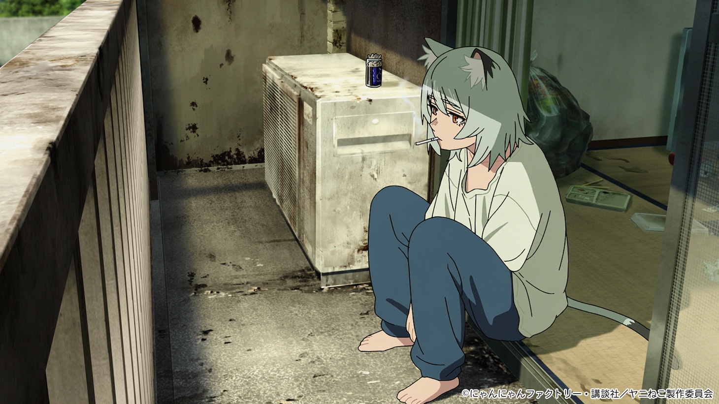 TVアニメ「ヤニねこ」ティザーPVより (c)にゃんにゃんファクトリー・講談社／ヤニねこ製作委員会