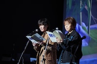 「原神Podcast テイワット放送局 ナド・クライ通信」公開収録の様子。左から前野智昭、村瀬歩