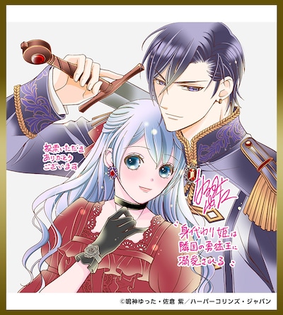 「身代わり姫は隣国の勇猛王に溺愛される」受賞記念イラスト