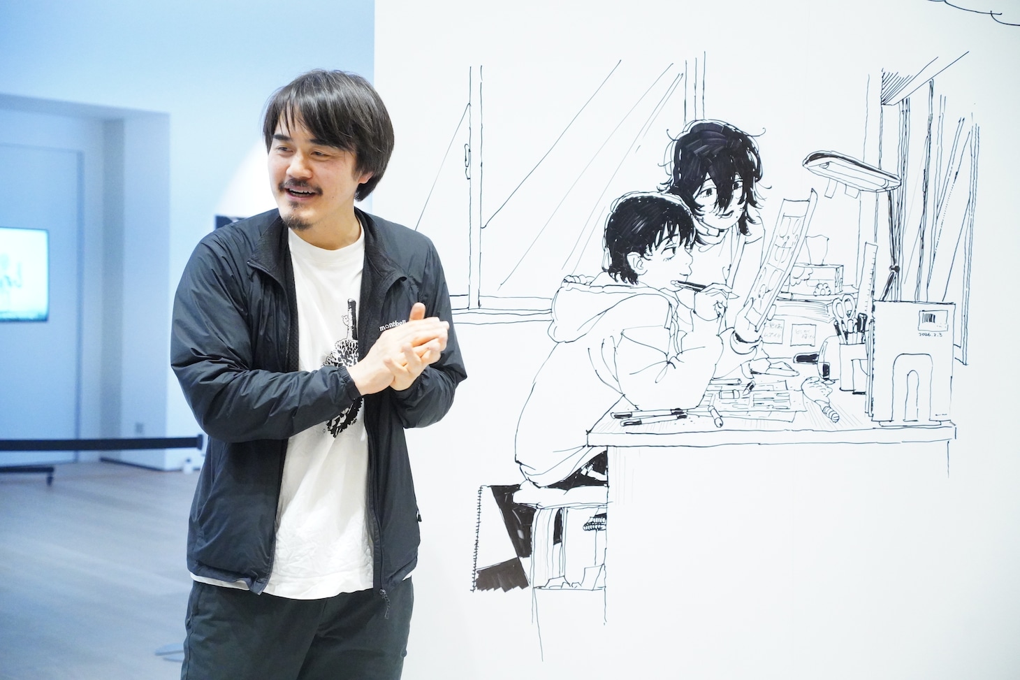 ライブドローイングを終えた直後の押山監督