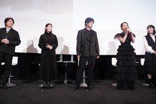 劇場版「涼宮ハルヒの消失」リバイバル公開記念舞台挨拶の様子。左から小野大輔、茅原実里、杉田智和、平野綾、後藤邑子