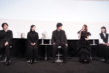 劇場版「涼宮ハルヒの消失」リバイバル公開記念舞台挨拶の様子。左から小野大輔、茅原実里、杉田智和、平野綾、後藤邑子