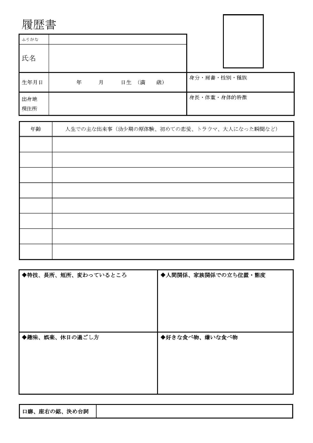 「くらげバンチ最強の2人漫画賞」用の履歴書