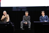 トーク企画に登壇した庵野秀明監督、鶴巻和哉監督、前田真宏監督