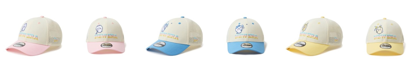 左から「9FORTY ちいかわ / ちいかわ」、「9FORTY ちいかわ / ハチワレ」、「9FORTY ちいかわ / うさぎ」