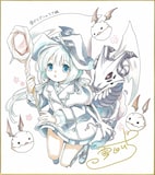 「骨ドラゴンのマナ娘」原作者の雪白いちによるアニメ化記念イラスト色紙
