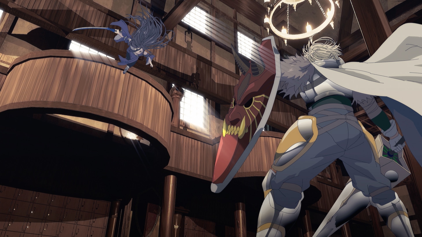 TVアニメ「追放された転生重騎士はゲーム知識で無双する」PVより