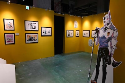 「板垣巴留展～『BEASTARS』『SANDA』から『タイカの理性』まで パルの創造の世界～」より、「タイカの理性」のコーナー