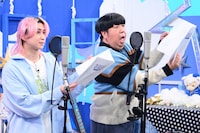 アフレコに挑戦する佐久間大介、日村勇紀