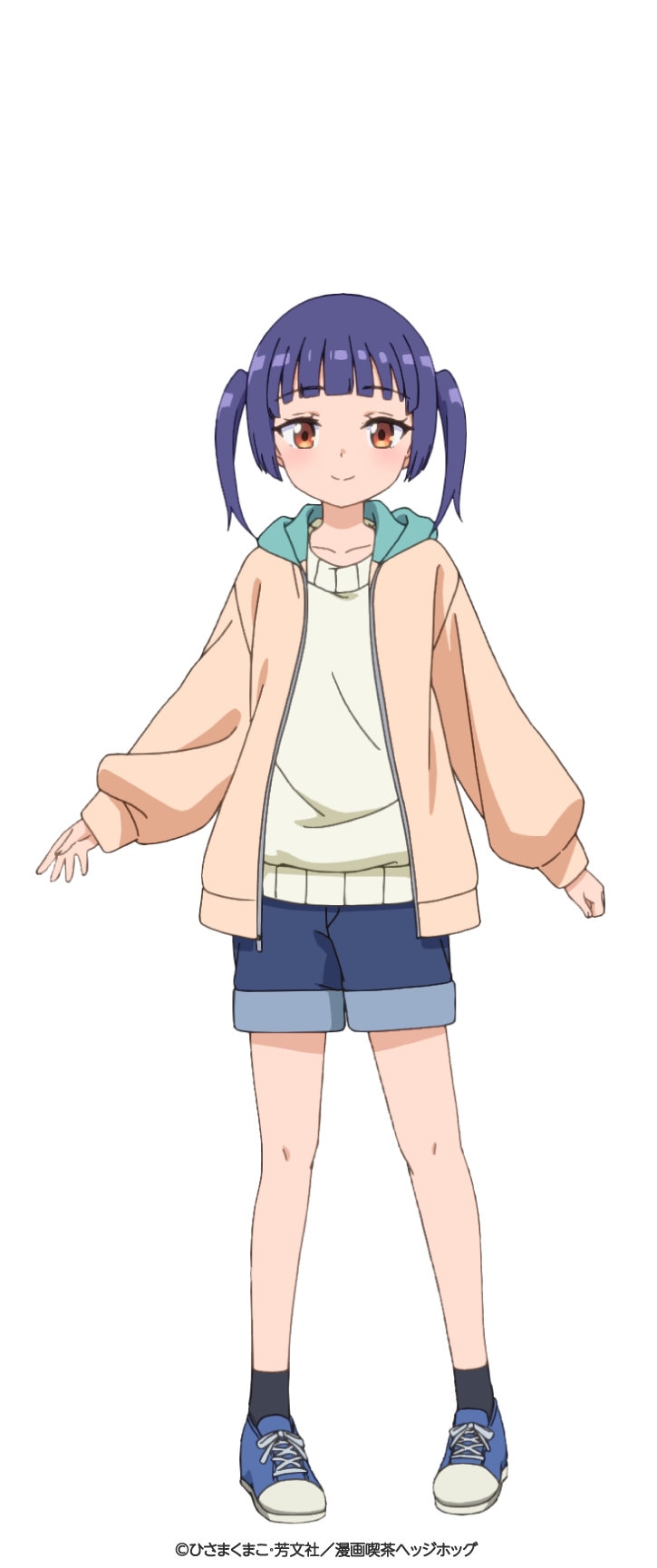 TVアニメ「一畳間まんきつ暮らし！」より、森田水織（もりたみおり）。芽衣子の妹。次女で中学生。本人はしっかり者だが、純粋でおっとりした姉の上京を心配している。女子プロレスラー・タンク樫木の大ファンで、プロレス観戦に夢中