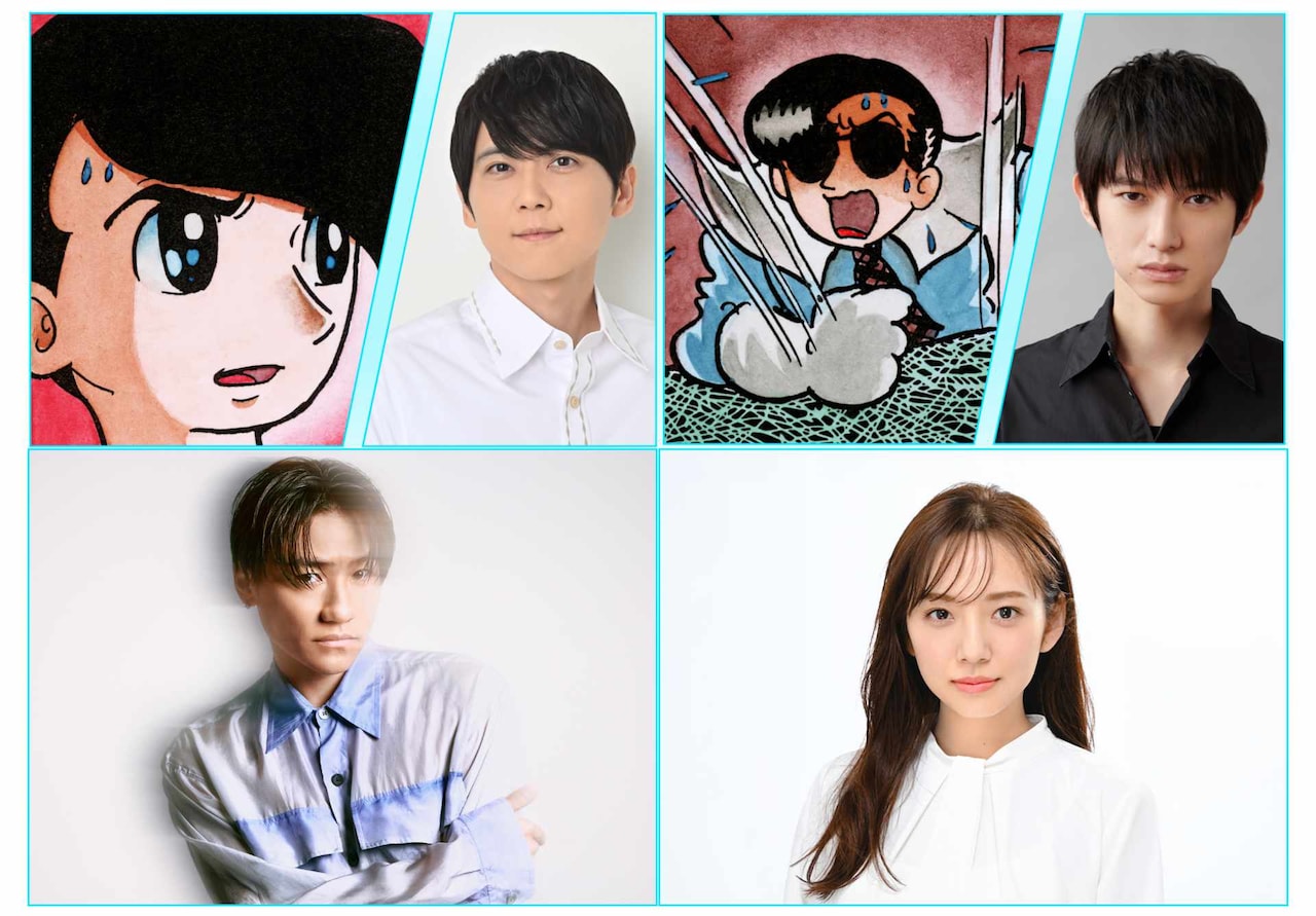 「MANGALOGUE：火の鳥」第2弾キャスト。上段左よりマサト役の梶裕貴、ロック役の本郷奏多。下段左より小森隼（GENERATIONS）、新内眞衣