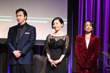 左から尾上松也、坂本真綾、田村睦心