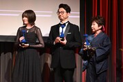 左から上田麗奈、川田紳司、田中真弓