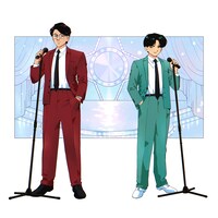 春泥が描き下ろした岡村靖幸と中島健人アーティストビジュアル