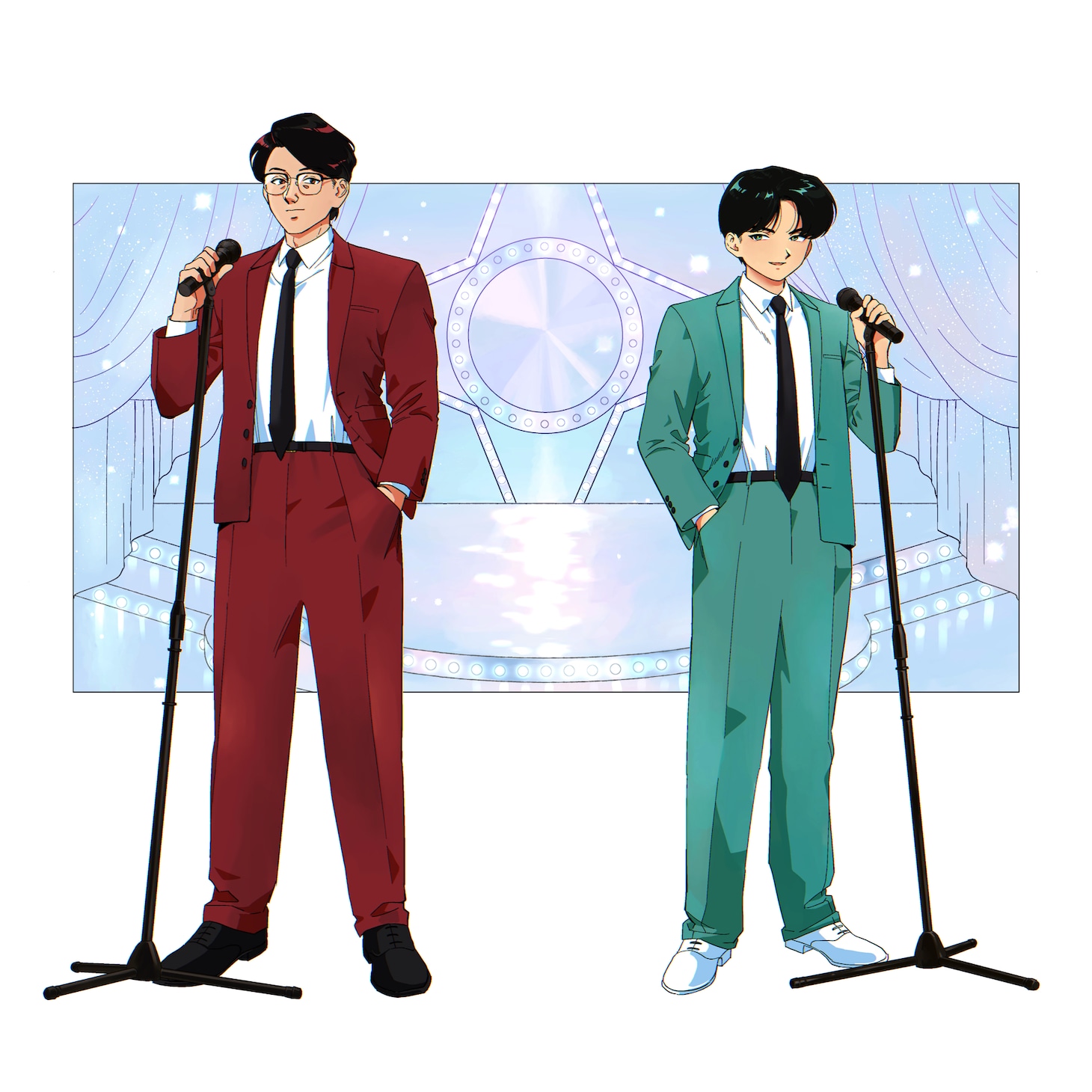 春泥が描き下ろした岡村靖幸と中島健人アーティストビジュアル