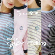 ちいかわとRobert P.MillerのコラボTシャツシリーズ、胸元にちいかわたちの刺繍ワッペン