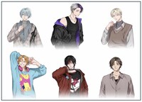 「Soul of Sole」キャラクター。上段左から律儚碧生、智歌崎湊、Zii。下段左から霓音瑠星、鼓志貫颯真、ユウリ