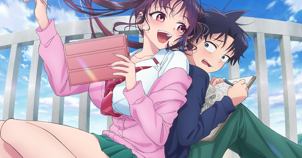 TVアニメ「描くなるうえは」の第1弾キービジュアルが公開、恋愛経験ゼロの高校生マンガ家コンビが背中合わせでペンを走らせる