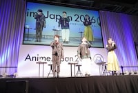 「Fate/Grand Order スペシャルステージ ～Road to 終章 After-Party～」の様子。左から千葉翔也、石谷春貴、日比優理香