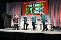 左から石橋陽彩、榎木淳弥、村瀬歩、熊谷健太郎