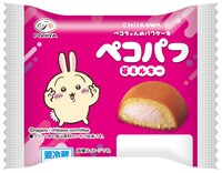 「アニメちいかわペコパフ（苺ミルキー）」。全国のスーパー、コンビニエンスストアなどで取り扱い予定