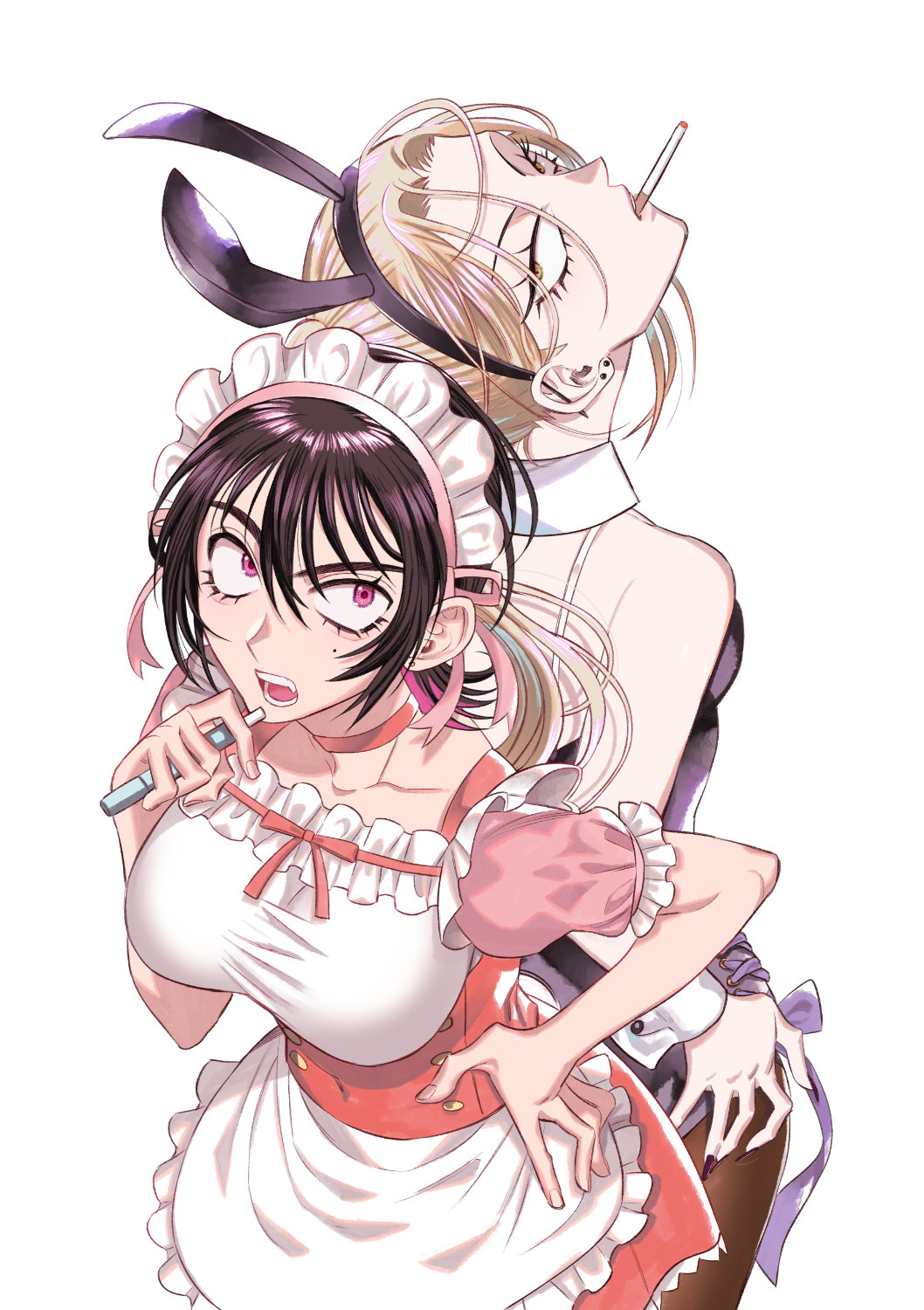 「メイドとバニー、一服中。」カラーイラスト