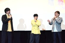 左から障子直登プロデューサー、福山潤、上江洲誠