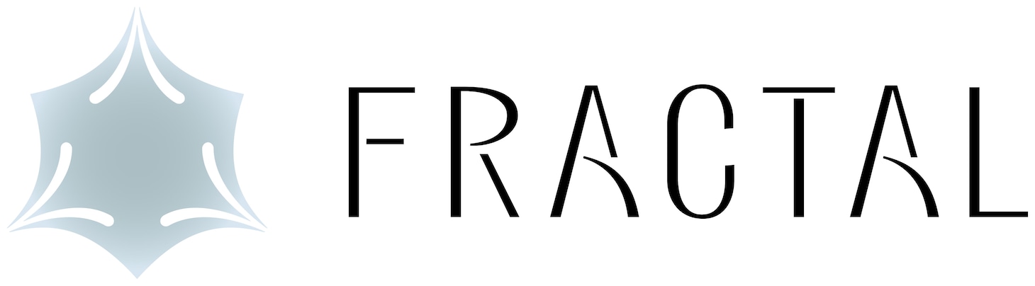 梶裕貴が代表取締役を務める新会社・FRACTALのロゴ。デザインは「そよぎフラクタル」の象徴であるユリシスバタフライ（幸運の蝶）のデザインから抽出された