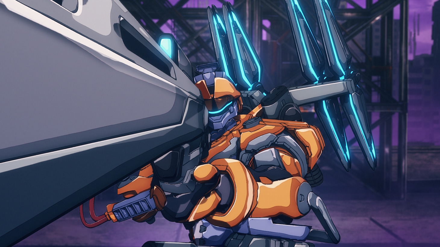 TVアニメ「DARK MACHINE THE ANIMATION」の新規場面カットより、白熱のマシンバトルの様子