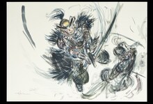 天野喜孝が手がけた「炎かがよへ」のキャラクターデザイン画