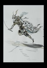 天野喜孝が手がけた「炎かがよへ」のキャラクターデザイン画