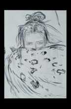 天野喜孝が手がけた「炎かがよへ」のキャラクターデザイン画