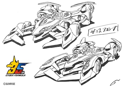 河森正治が手がけた、新作アニメ登場の新型サイバーマシン「ゼニスアスラーダAKF-S0/G」のデザイン