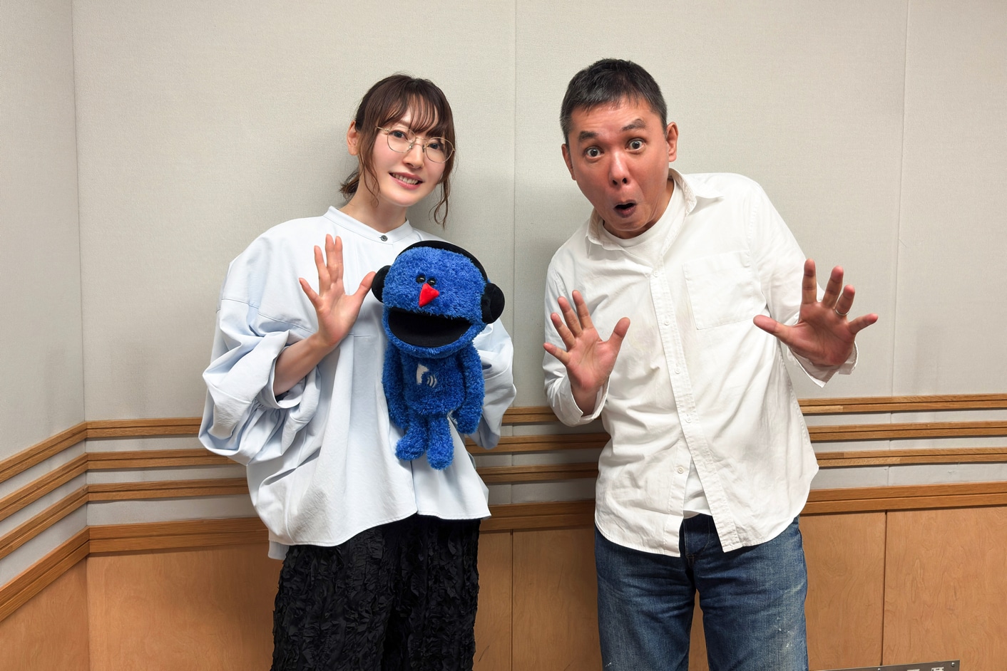 ポッドキャスト番組「太田光と15人のしゃべり手」に出演した花澤香菜と太田光（爆笑問題）