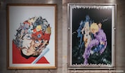 左が「COBRA」と河村康輔のコラージュアート、右がシュレッダーアート