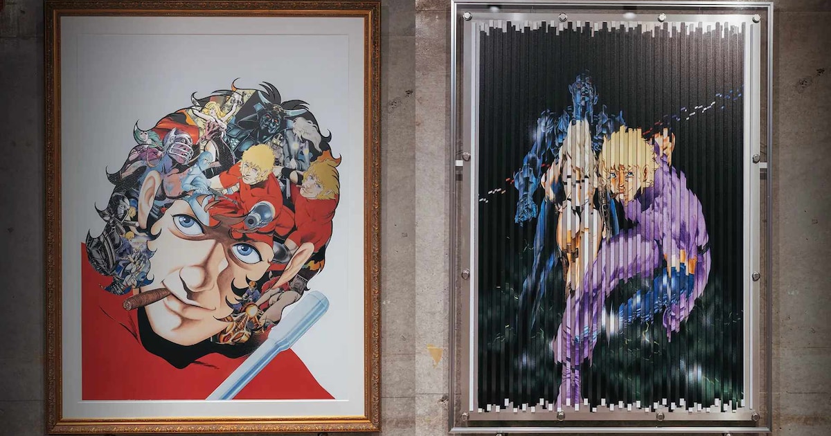 左が「COBRA」と河村康輔のコラージュアート、右がシュレッダーアート 