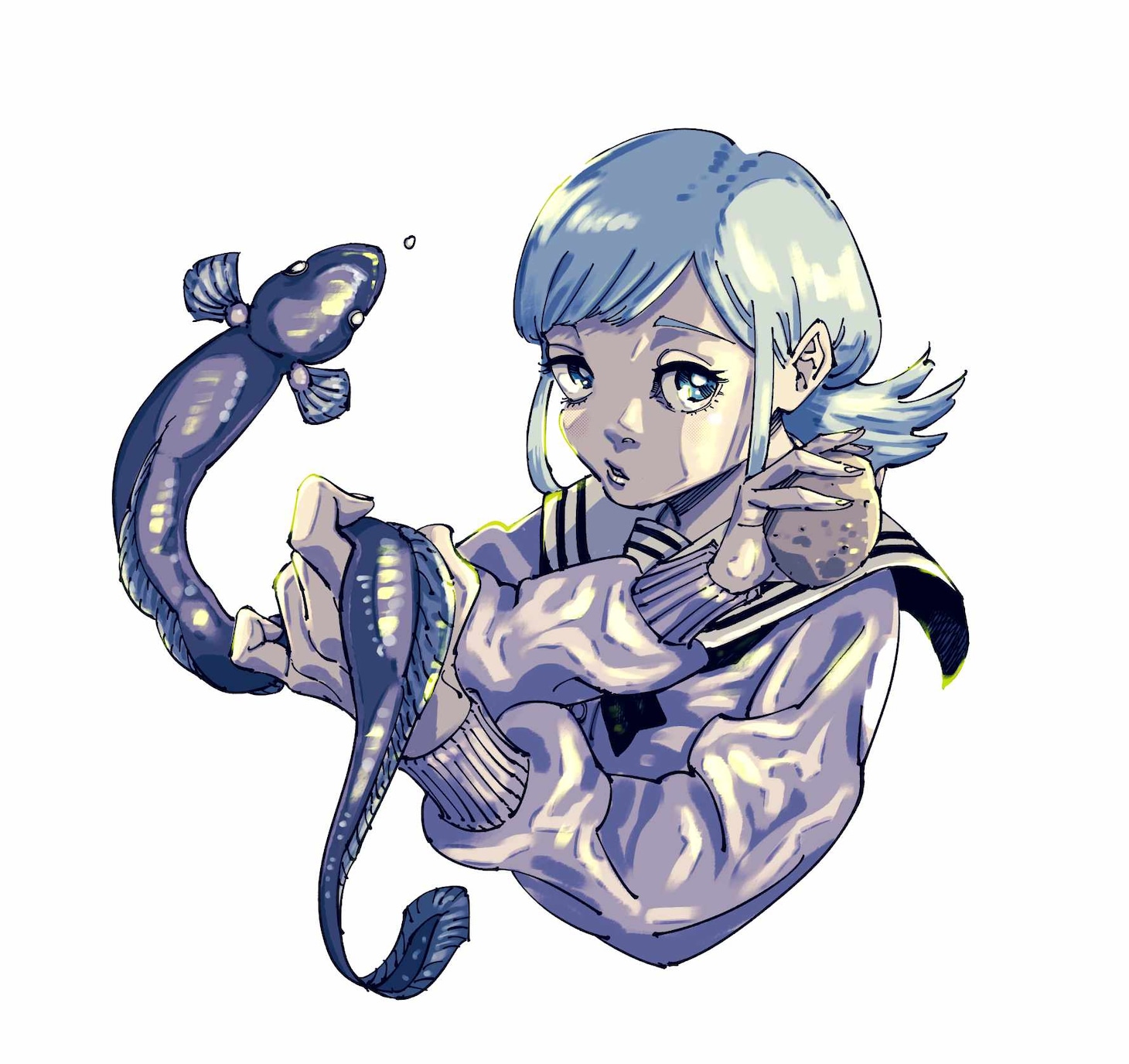 芥見下々が描き下ろした、“うなぎポテト”にちなんだくらげのイラスト (c)ヤマノエイ・芥見下々／集英社